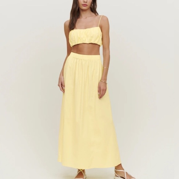 NWT Reformation Brio Two Piece Yellow Skirt and Top - Picture 1 of 7